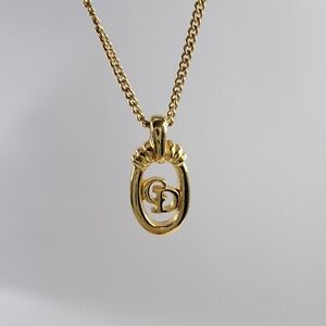 CHRISTIAN DIOR CD Logo Oval Shaped Necklace